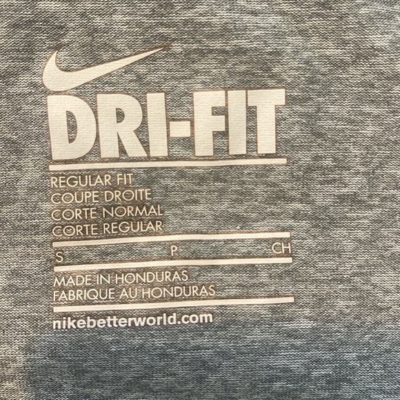 Women's Nike Dri- Fit V-neck Gray Regular Fit Short Sleeve Shirt - Picture 2 of 6